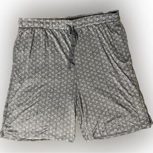 🍄Shorts Elastic Adjustable Tie Waist Blue Geometric Side Pockets Sleepwear XXL